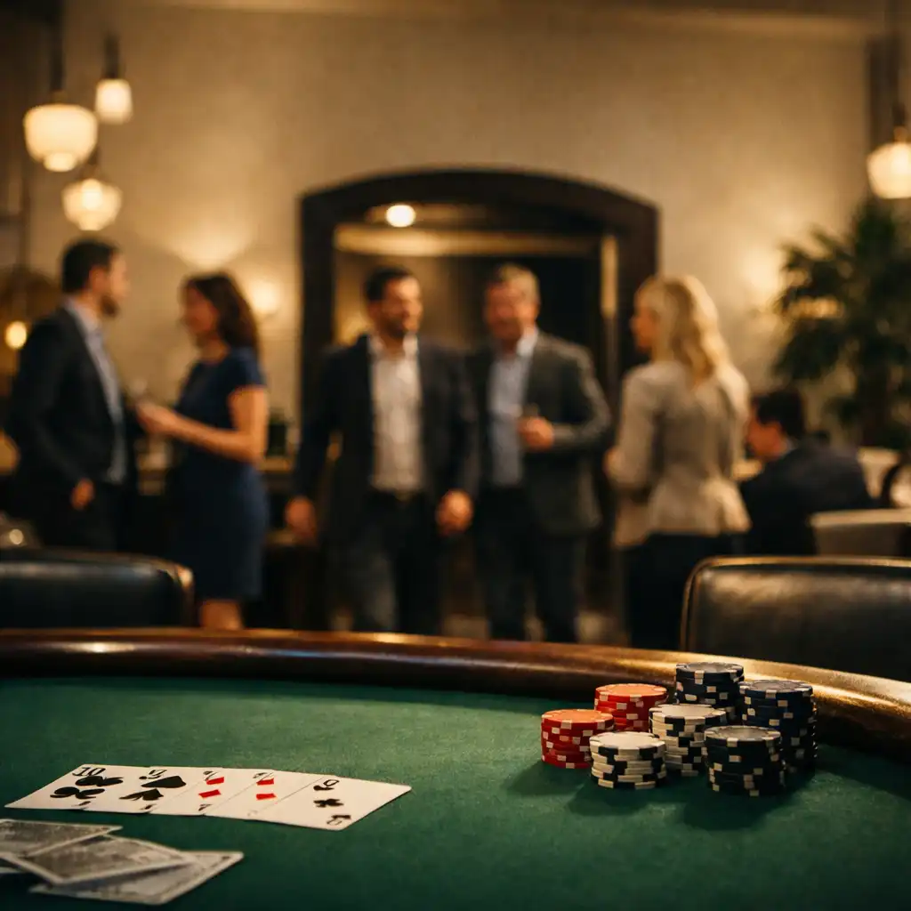 Physical poker table in a transformed corporate venue